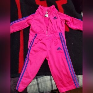 Toddler 12 Month Adidas Pink Set with Blue Accents